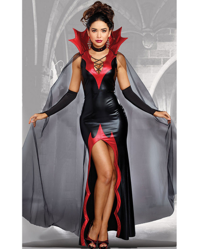 Halloween Witch Costume Patent Leather Prom Magic Vampire Woman Demon Costume