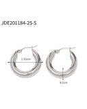 Steel Color Stainless Steel Smooth Hollow Earrings Fashion All-In-One Hoop Earrings