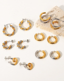 18k Gold Plated Stainless Steel Gold And Silver Geometric Earrings