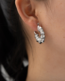 Steel Color Stainless Steel Smooth Hollow Earrings Fashion All-In-One Hoop Earrings