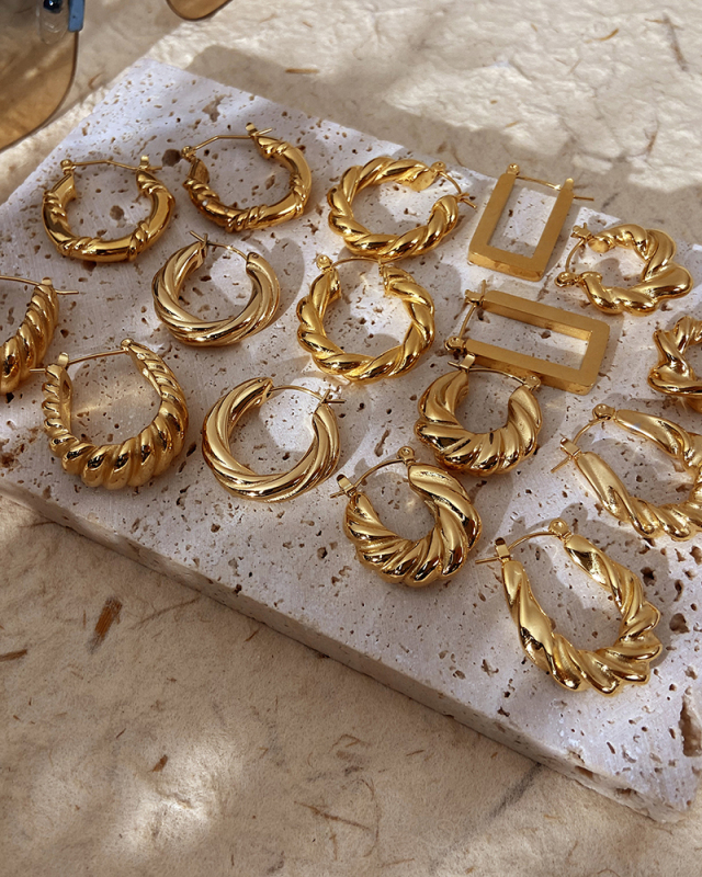 Popular 18k Gold Plated Stainless Steel Hoop Earrings