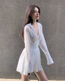 Single-breasted lapel dress fashion sexy temperament hot girl ruffle short skirt