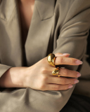 Trend 18K Gold Exaggerated Version Of Stainless Steel Closed Ring Light Luxury High-Grade Jewelry
