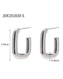 Steel Color Stainless Steel Smooth Hollow Earrings Fashion All-In-One Hoop Earrings