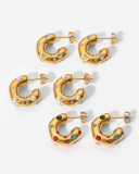 C Earrings Zircon Pearl 18K Gold Stainless Steel Earrings
