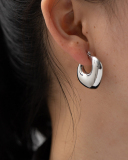 Steel Color Stainless Steel Smooth Hollow Earrings Fashion All-In-One Hoop Earrings