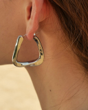 Steel Color Stainless Steel Smooth Hollow Earrings Fashion All-In-One Hoop Earrings