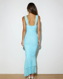 Sleeveless Women Skinny Pleated Fishtail Dress