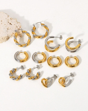 18k Gold Plated Stainless Steel Gold And Silver Geometric Earrings