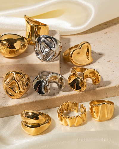 Trend 18K Gold Exaggerated Version Of Stainless Steel Closed Ring Light Luxury High-Grade Jewelry