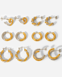 18k Gold Plated Stainless Steel Gold And Silver Geometric Earrings