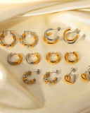 18k Gold Plated Stainless Steel Gold And Silver Geometric Earrings