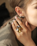 Trend 18K Gold Exaggerated Version Of Stainless Steel Closed Ring Light Luxury High-Grade Jewelry