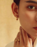 18k Gold Plated Stainless Steel Gold And Silver Geometric Earrings