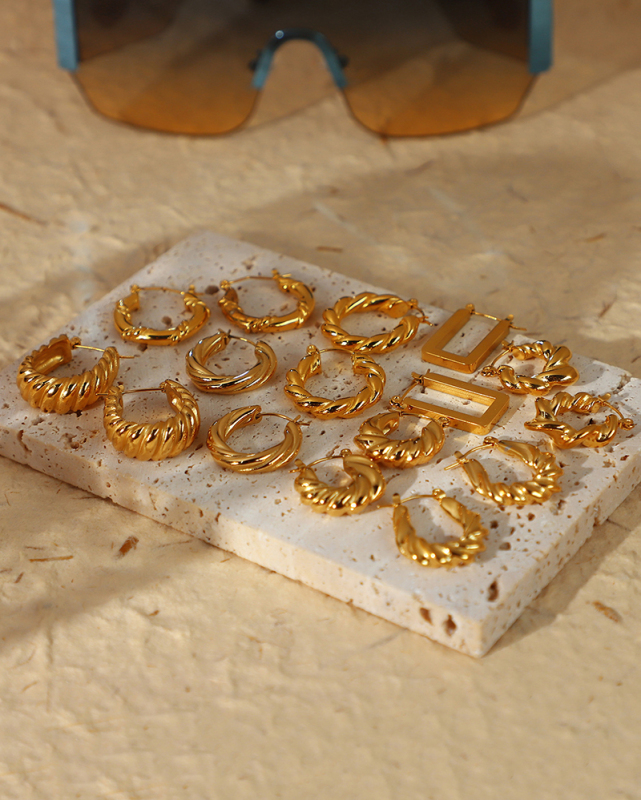 Popular 18k Gold Plated Stainless Steel Hoop Earrings