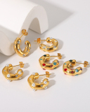 C Earrings Zircon Pearl 18K Gold Stainless Steel Earrings