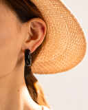 Trendy Earrings 18K Gold-Plated Stainless Steel Chubby Hollow C Shape Earrings