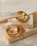 Hot Sale Geometric Premium Retro Earrings French Style Light Luxury Titanium Hollow Stainless Steel Earrings