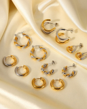 18k Gold Plated Stainless Steel Gold And Silver Geometric Earrings
