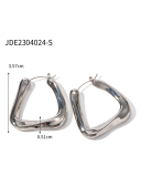 Steel Color Stainless Steel Smooth Hollow Earrings Fashion All-In-One Hoop Earrings