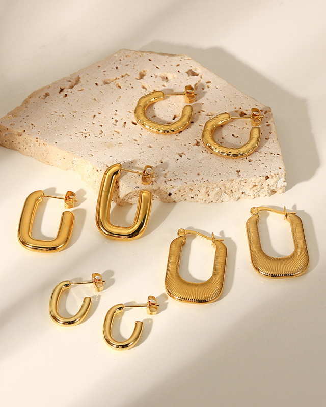 18k Gold Stainless Steel Geometric Earrings Accessories