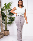 Women New Fashion Short Sleeve Tops and Long Pant Two Piece Set