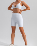 Women Quick Dry Tight Running Training Shorts Sets Yoga Two-piece Sets Black Beige Deep Brown Light Green Mocha S-XL
