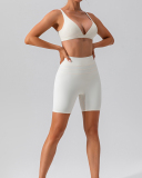 Women Quick Dry Tight Running Training Shorts Sets Yoga Two-piece Sets Black Beige Deep Brown Light Green Mocha S-XL