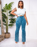 Women New Fashion Short Sleeve Tops and Long Pant Two Piece Set