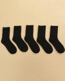 10 Pairs Men's Mid Breathable Solid Color Socks Black Gray White