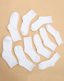 10 Pairs Men's Mid Breathable Solid Color Socks Black Gray White