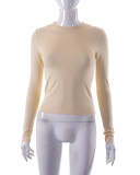 Hot Sale Women Long Sleeve O Neck Solid Color Slim Basic T-shirt XS-L