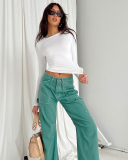 Hot Sale Women Long Sleeve O Neck Solid Color Slim Basic T-shirt XS-L