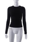 Hot Sale Women Long Sleeve O Neck Solid Color Slim Basic T-shirt XS-L