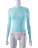 Hot Sale Women Long Sleeve O Neck Solid Color Slim Basic T-shirt XS-L