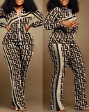 Hot Sale Women Long Sleeve Zipper Coat Patchwork Leopard Camo Printed Pants Sets Two Pieces Outfit S-3XL