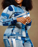 Hot Sale Women Long Sleeve Zipper Coat Patchwork Leopard Camo Printed Pants Sets Two Pieces Outfit S-3XL