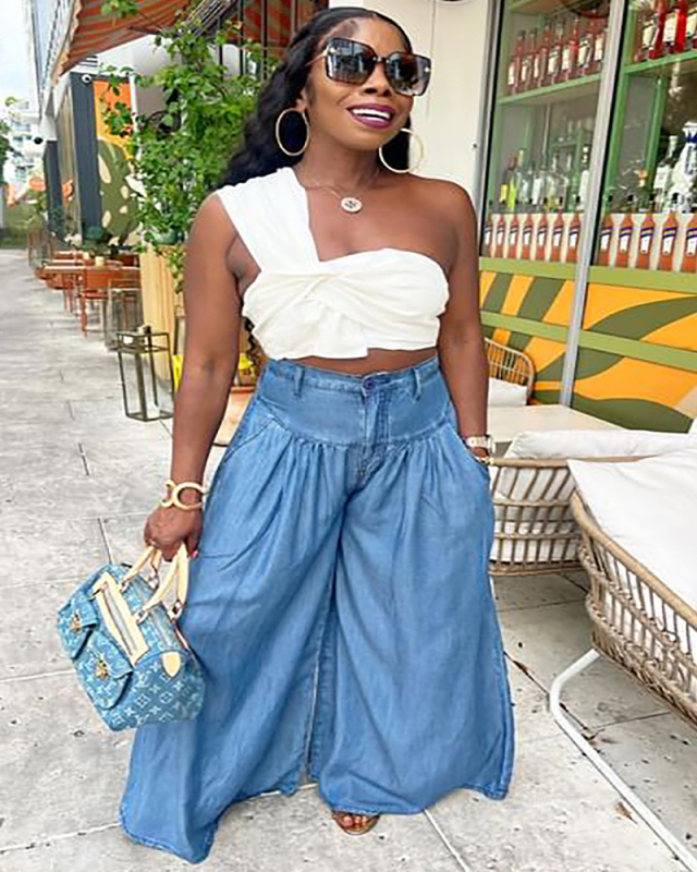 Loose Style Women Fashion Street High Waist Pants S-2XL