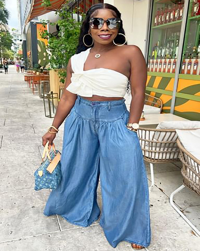 Loose Style Women Fashion Street High Waist Pants S-2XL