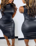 Women Sleeveless Knee Length Casual Dress S-2XL
