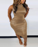 Women Sleeveless Knee Length Casual Dress S-2XL