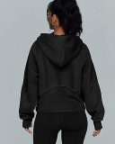 Women Hot Sale Long Sleeve Zipper Front Hooded Pocket Pullover Tops S-XL
