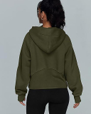 Women Hot Sale Long Sleeve Zipper Front Hooded Pocket Pullover Tops S-XL
