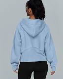 Women Hot Sale Long Sleeve Zipper Front Hooded Pocket Pullover Tops S-XL