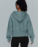 Women Hot Sale Long Sleeve Zipper Front Hooded Pocket Pullover Tops S-XL