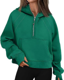 Women Hot Sale Long Sleeve Zipper Front Hooded Pocket Pullover Tops S-XL