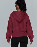 Women Hot Sale Long Sleeve Zipper Front Hooded Pocket Pullover Tops S-XL