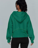 Women Hot Sale Long Sleeve Zipper Front Hooded Pocket Pullover Tops S-XL