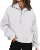 Women Hot Sale Long Sleeve Zipper Front Hooded Pocket Pullover Tops S-XL