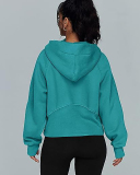 Women Hot Sale Long Sleeve Zipper Front Hooded Pocket Pullover Tops S-XL